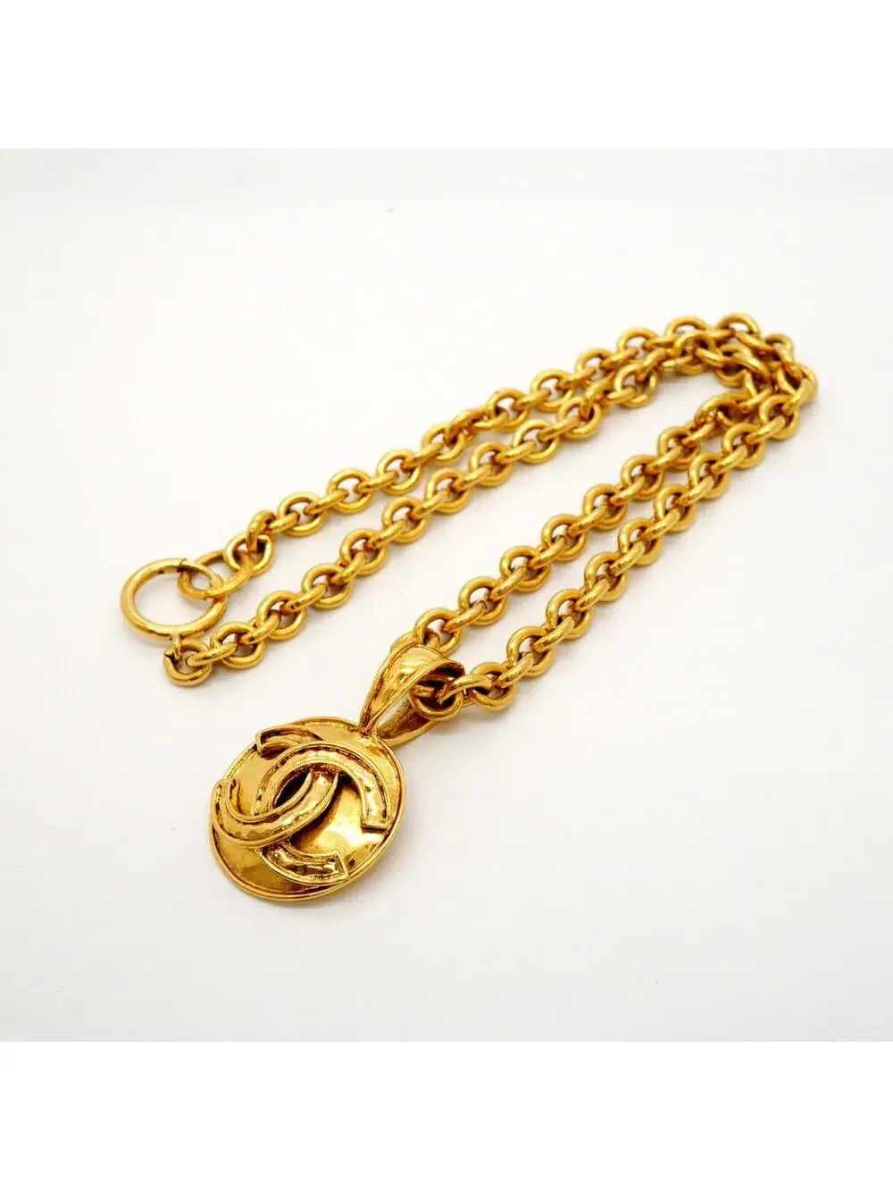 Chanel Cc Logo Circle Pendant Necklace #357921C10B
